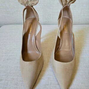 Aquazzura Firenze Suede Cream/Nude Pump - Size 8